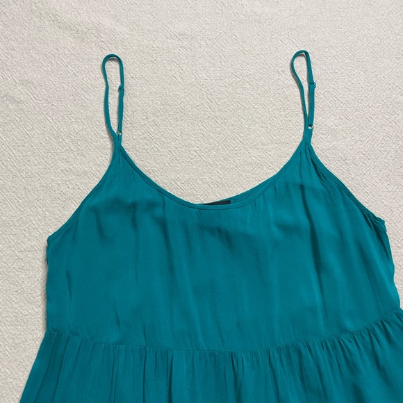 Aritzia Talula Teal Sea Blue Tiered Tank Mini Dress L - Picture 2 of 9